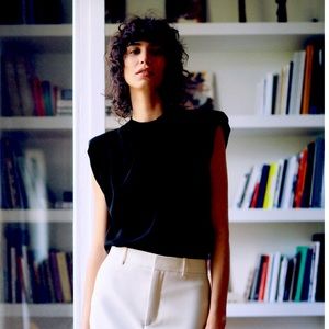 NWT Zara black top with shoulder pads size small